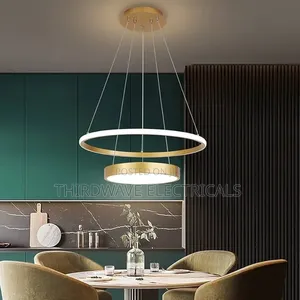 Modern Led Gold Ring Strings Chandelier Pendant Light H4e