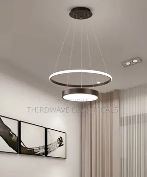 Generic Black Modern 2-Tier Circular Led Pendant Chandelier Light Sz2
