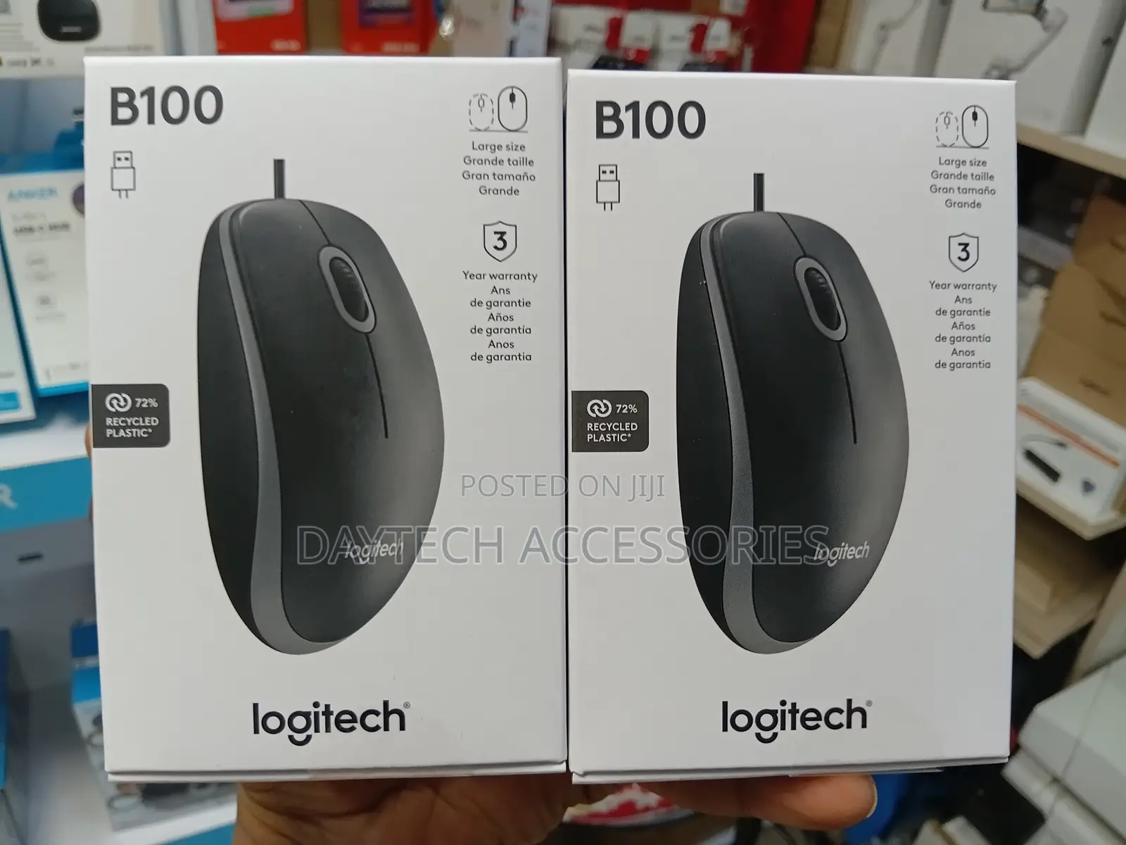 New Logitech B100 Wired Optical Usb Mouse - Black