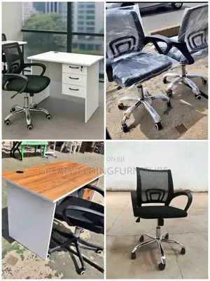 Black Ergonomic Mesh Office Chair With Adjustable Office Desk Fd