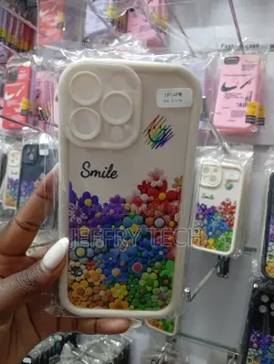 iPhone 14 Pro Max 3d Colorful Flower and Smiley Face Patterned Case
