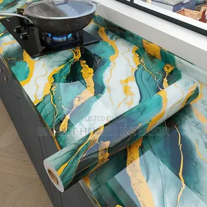 Marble Gold and Green Peel and Stick Contact Paper