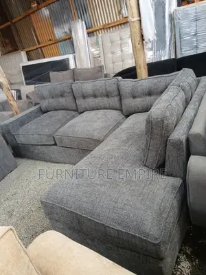 Grey High-Cushioned 6 Seater L-Seat