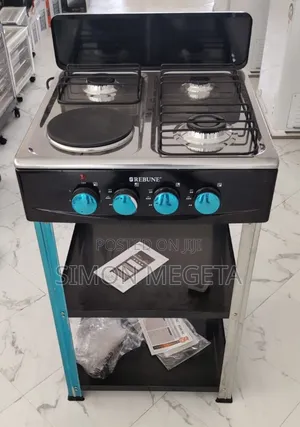 Rebune 3gas +1 Electric Burner Standing Gas Stove With Shelves