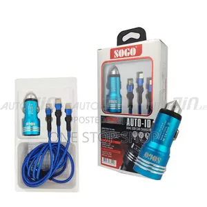 Blue 3in1 Dual Us Fast Charger With Data Canle