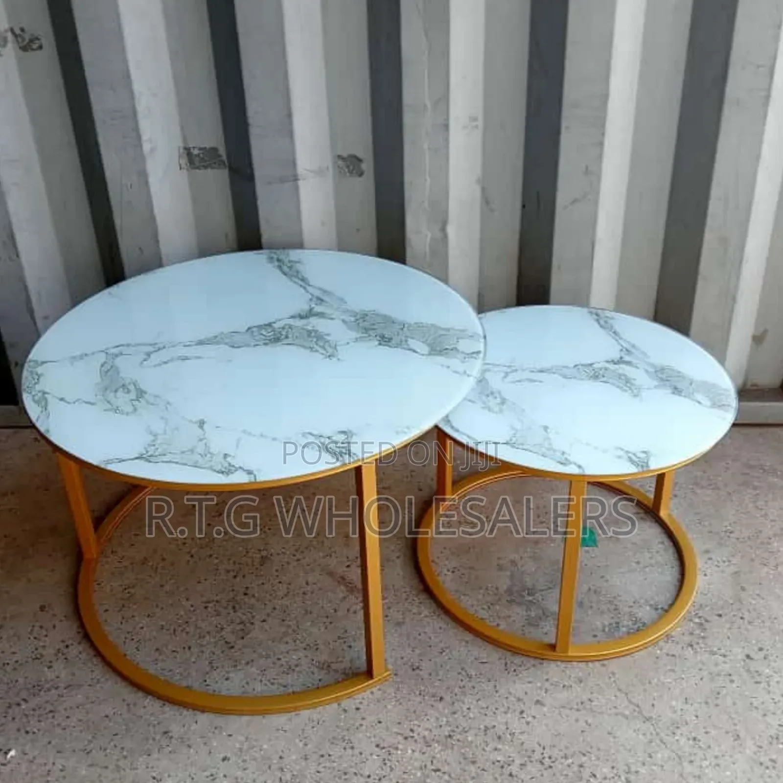 Modern Marble Nesting Coffee Table – White Gloss Finish