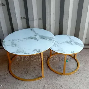 Modern Marble Nesting Coffee Table – White Gloss Finish