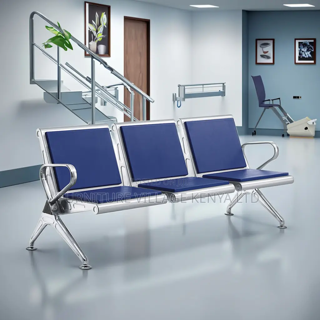 3-Link Leather Padded Guest Reception Bench