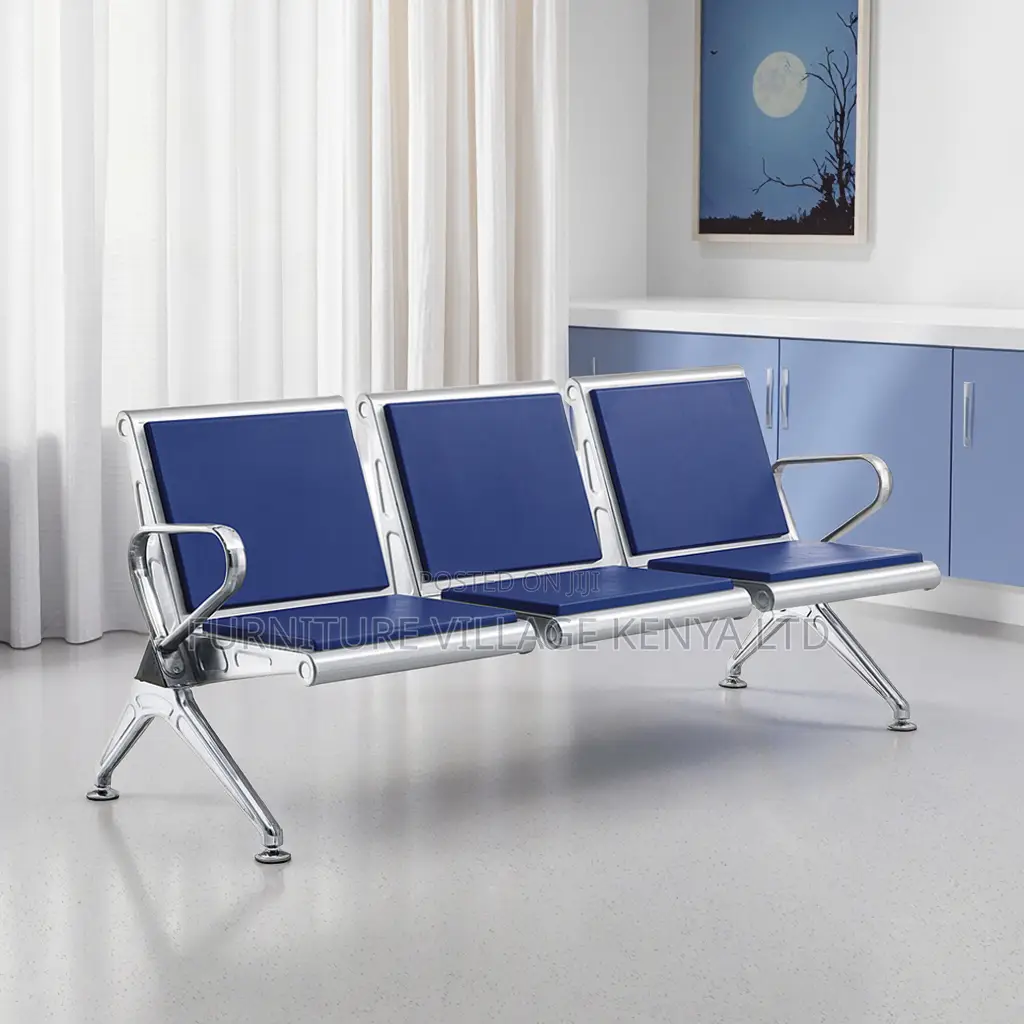3-Link Leather Padded Guest Reception Bench