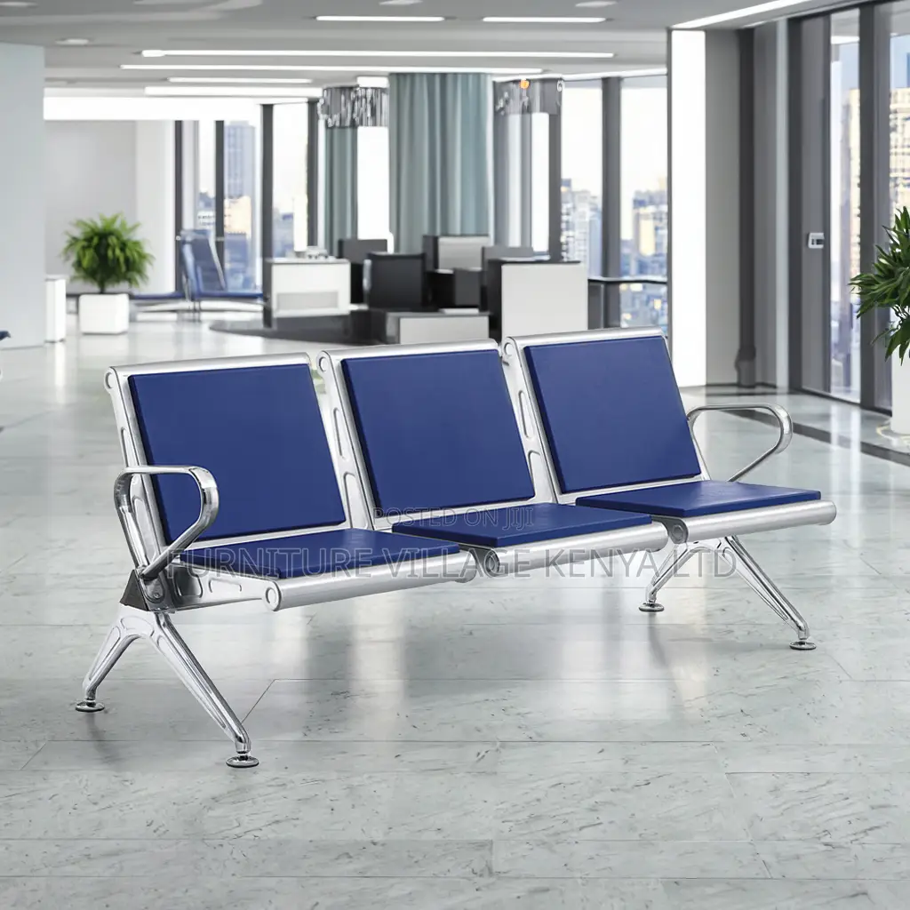 3-Link Leather Padded Guest Reception Bench