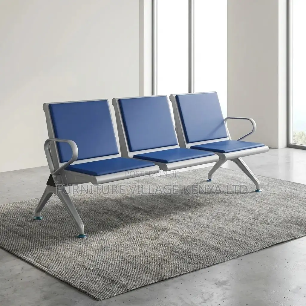 3-Link Leather Padded Guest Reception Bench