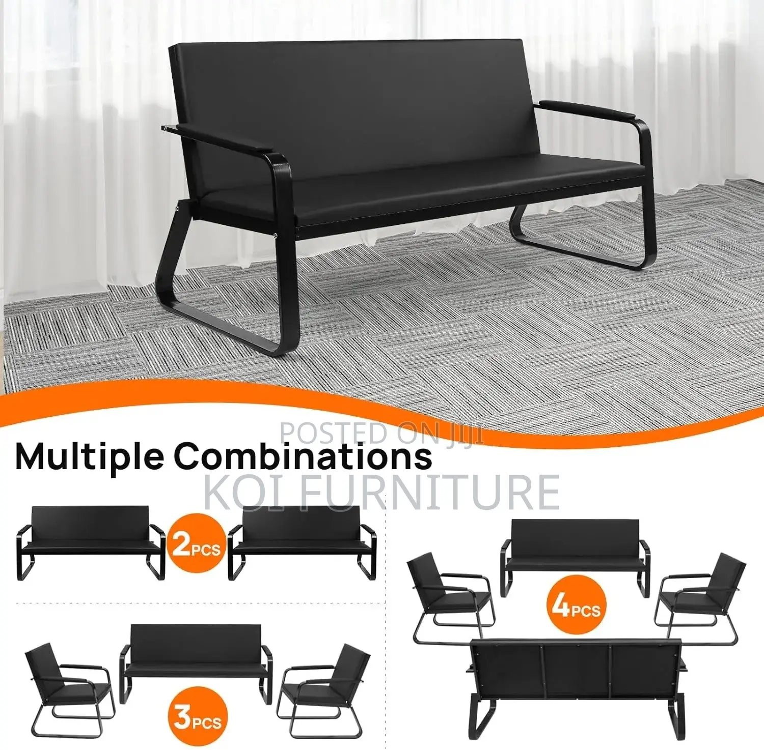 Office Sofa; Five Seaters Executive Accomodative Office Leather Sofa