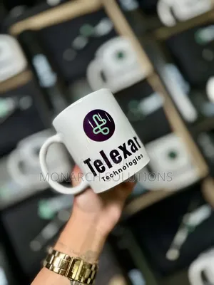 Black Print on White Mug