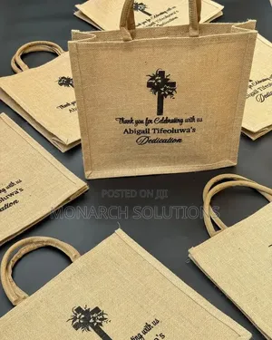 Brown Khaki Jute Bag With Print