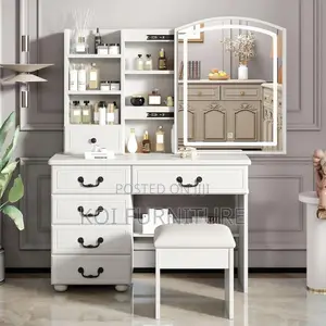 Dressers; White Elegant Home Bedroom Dressing Vanity Set
