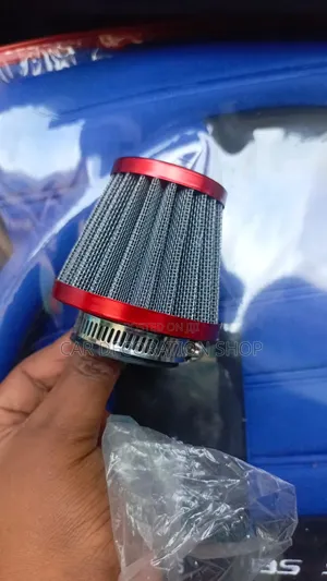 Mini Silver Red Bike Universal Fit Cone Air Filter