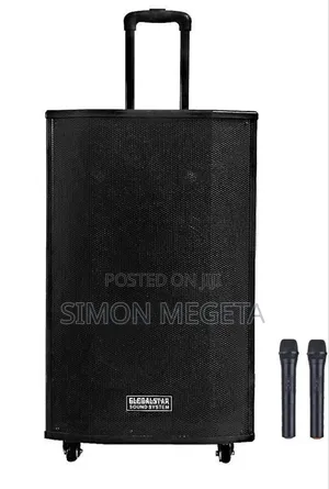 Globalstar Rechargeable Trolley Speaker 15 Inches With 2 Microphones