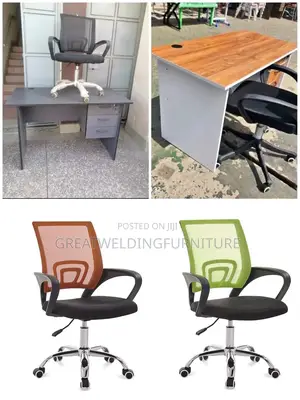 Wooden Desk With Mesh Office Chair P