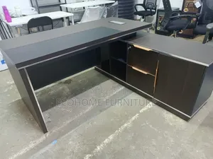 Grey Executive Office Desk With Lockable Drawers