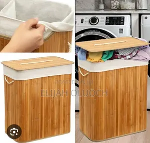 100l Bamboo Laundry Basket With Flip Lid -