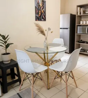 Dining Set: Transparent Glass Table and Dining Chairs