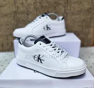Black and White Calvin Klein Leather Casual Sneakers
