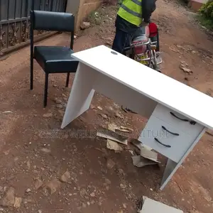 A White Study Desk and Black Chair Combo W
