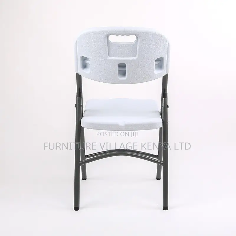 White Plastic Armless Home Office Study Chair