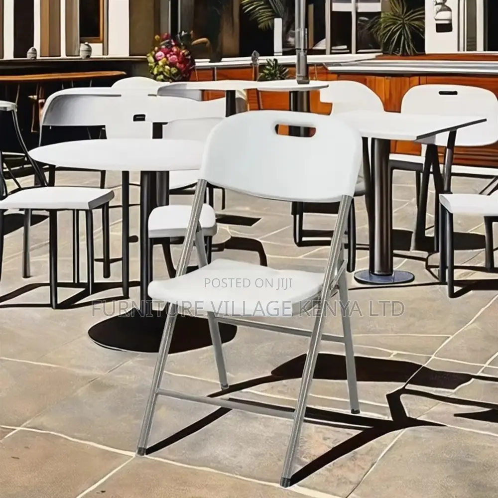 White Plastic Armless Home Office Study Chair