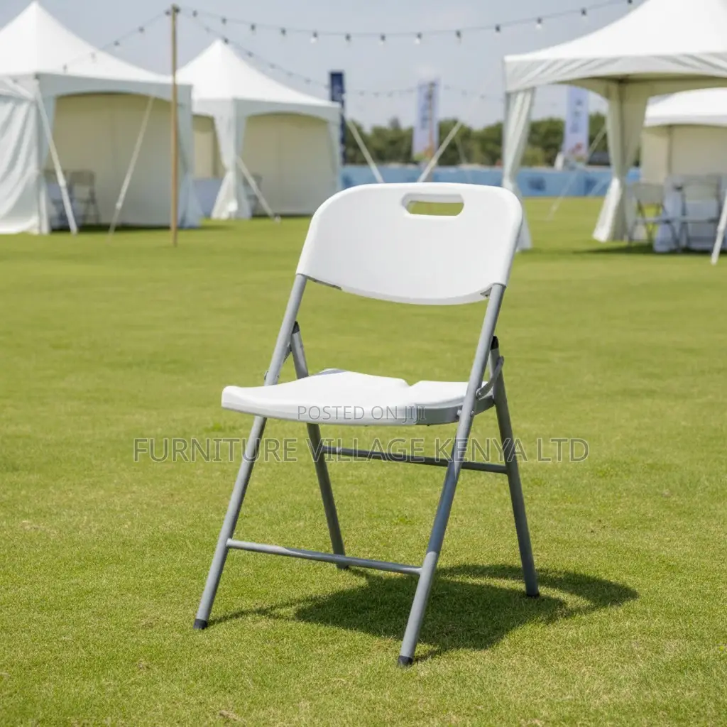 White Plastic Armless Home Office Study Chair