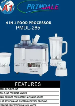 4-in-1 Primdale Food Processor – Juice, Blend, Grind Mill