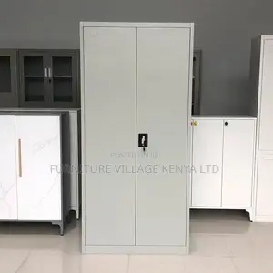 2-Door White Metallic Cabinet With Adjustable Shelves
