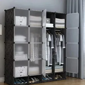 16-Cube Portable Plastic 4 Column Wardrobe