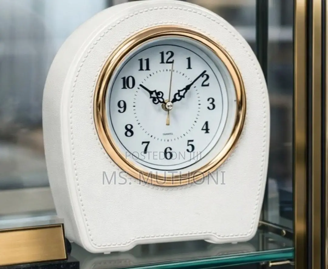 Premium Leather Executive Desktop Clock (Engraveable)