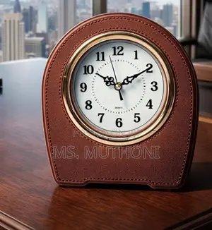 Premium Leather Executive Desktop Clock (Engraveable)