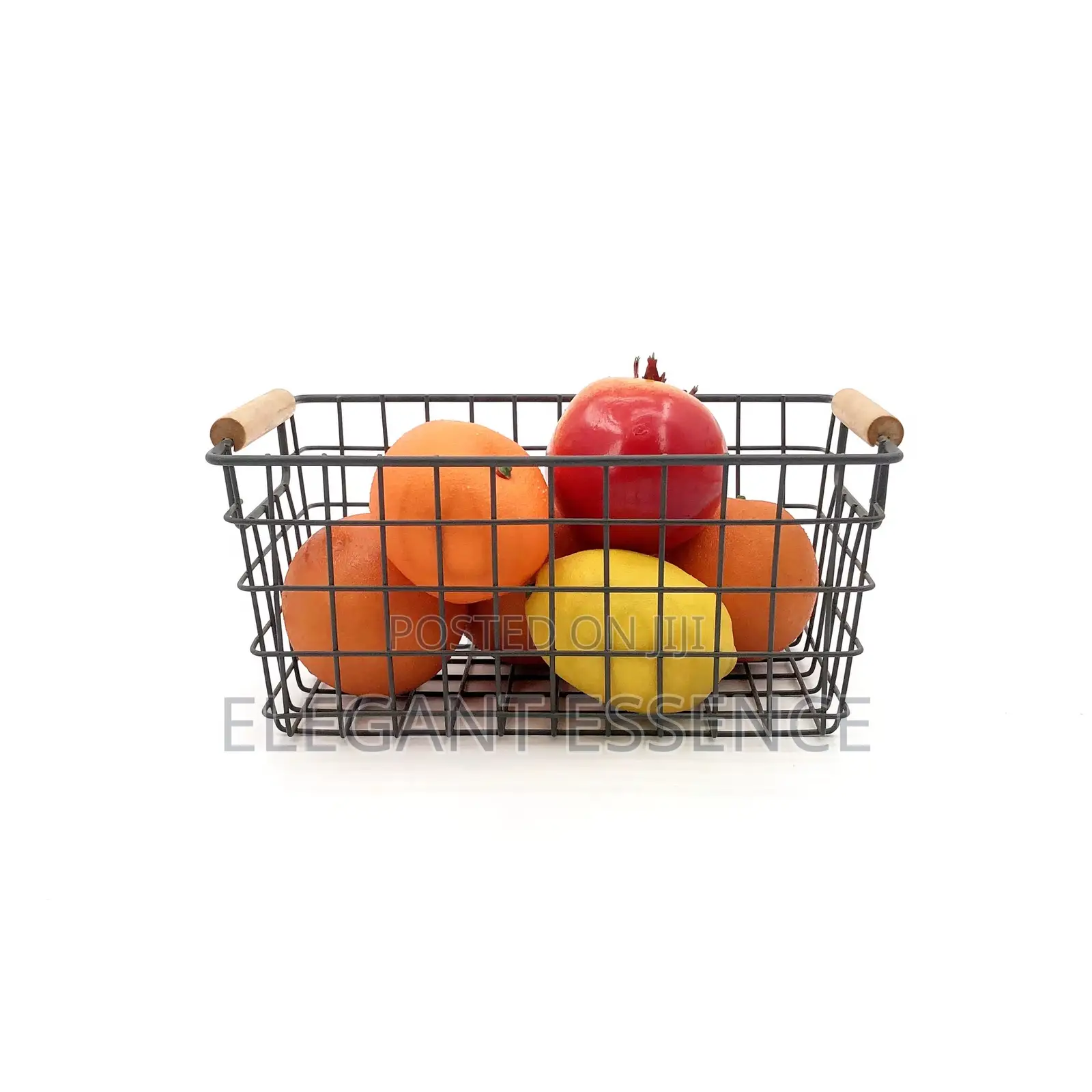 Metallic Mesh Basket With Wooden Handle