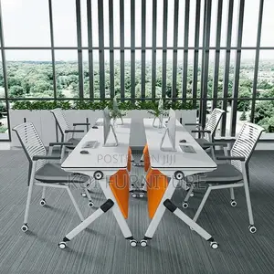 Office Table; Modern Foldable Table With Movable Casters