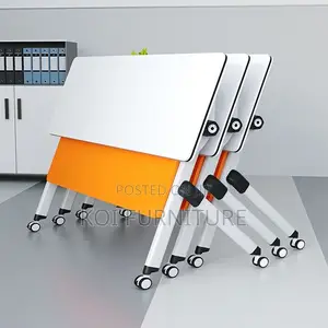 Office Table; Modern Foldable Table With Movable Casters
