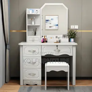 Dressers; White Standing Perfect Wooden Grooming Vanity Set