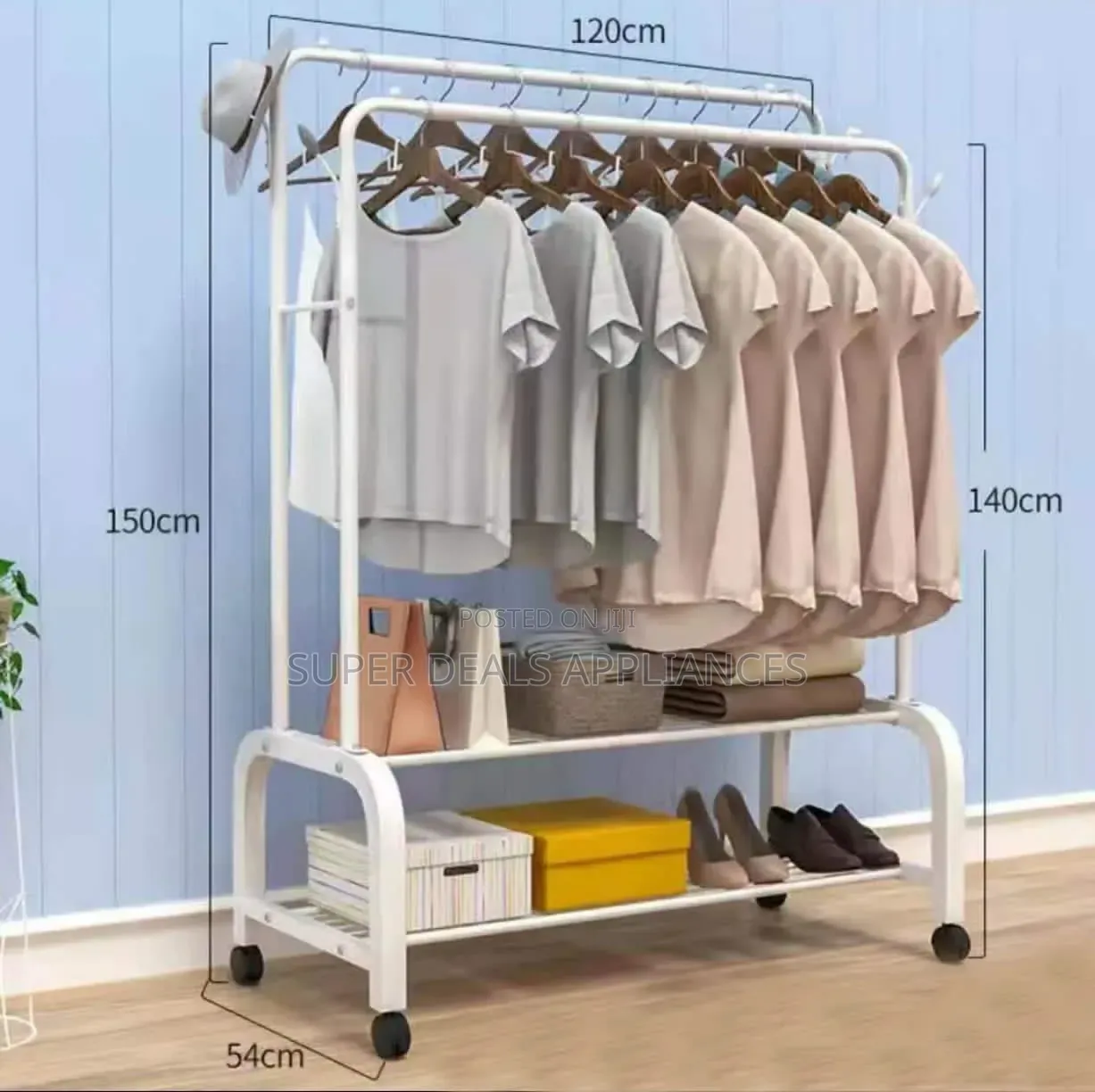 Double Pole Multipurpose Cloth Organizer Sturdy Cloth Rack