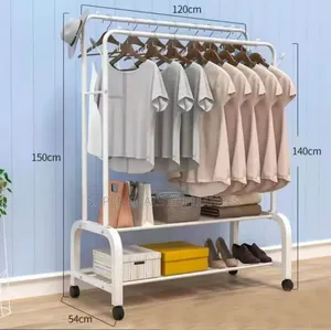 Double Pole Multipurpose Cloth Organizer Sturdy Cloth Rack
