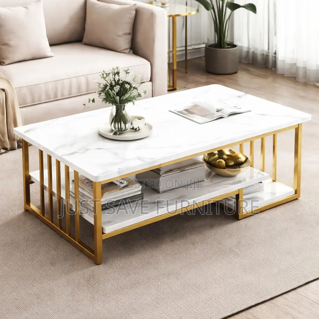 Modern Marble Coffee Table With Gold Frame – KSH 7,999