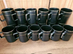 High Quality Black Ceramic Mug Gold Line