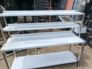 Working Table With Overhead Shelves