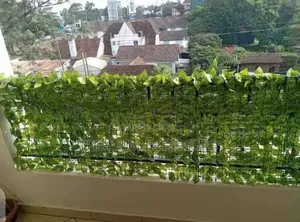 Lush Green Faux Hedge Panel for Outdoor Privacy
