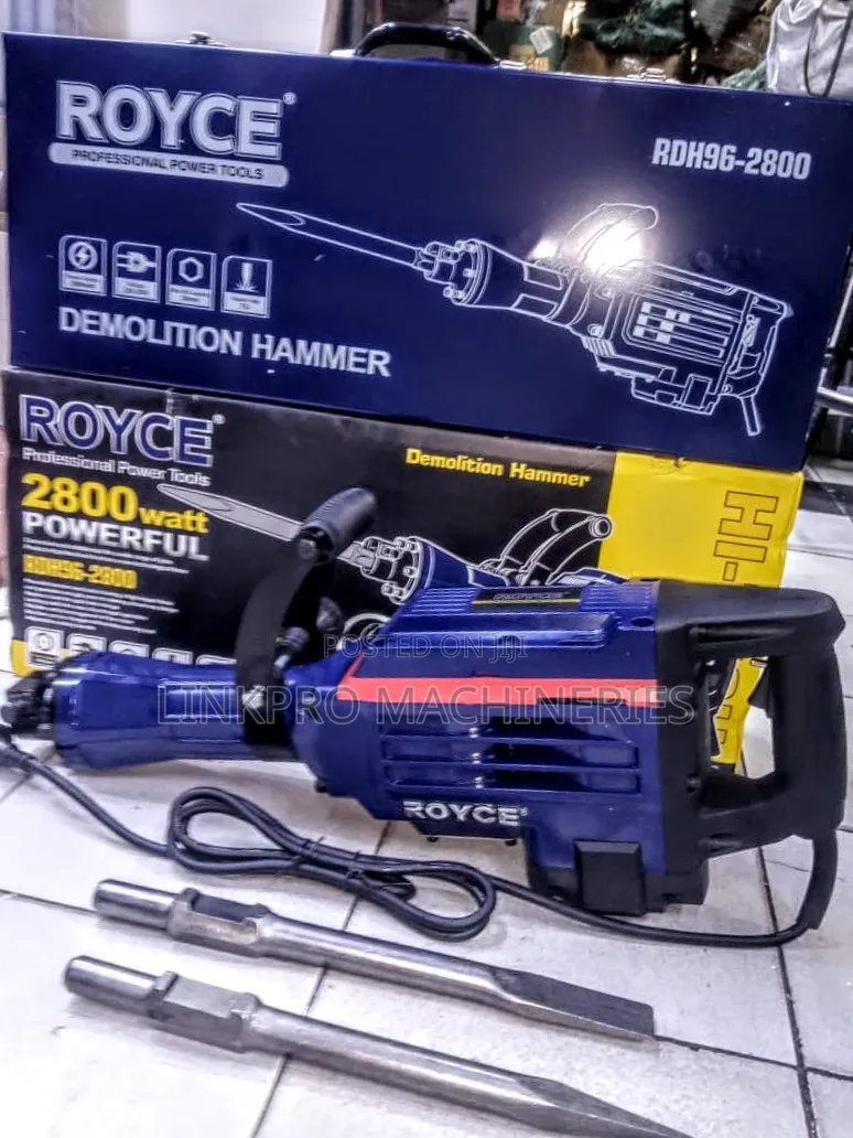 Royce Demolition Hammer With Flat and Sharp Pointed Bits
2800 Watts
