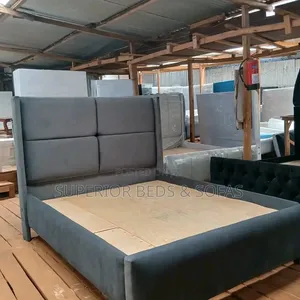 Grey Fabric Chester Bed 5 by 6
