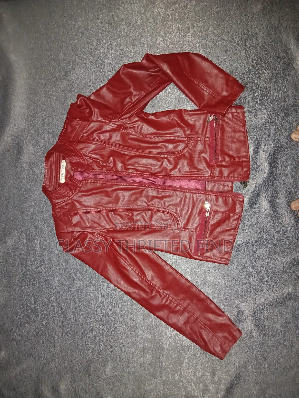 Burgundy Faux Leather Jacket