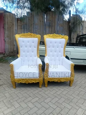 2 Queen Chairs , Pedicure or Arm Chairs, White and Gold . 