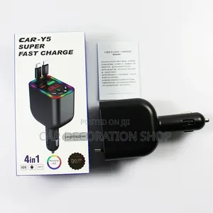 Car Super Fast Charging,Mp3 Player, With Retractable Typeclc+iPhone